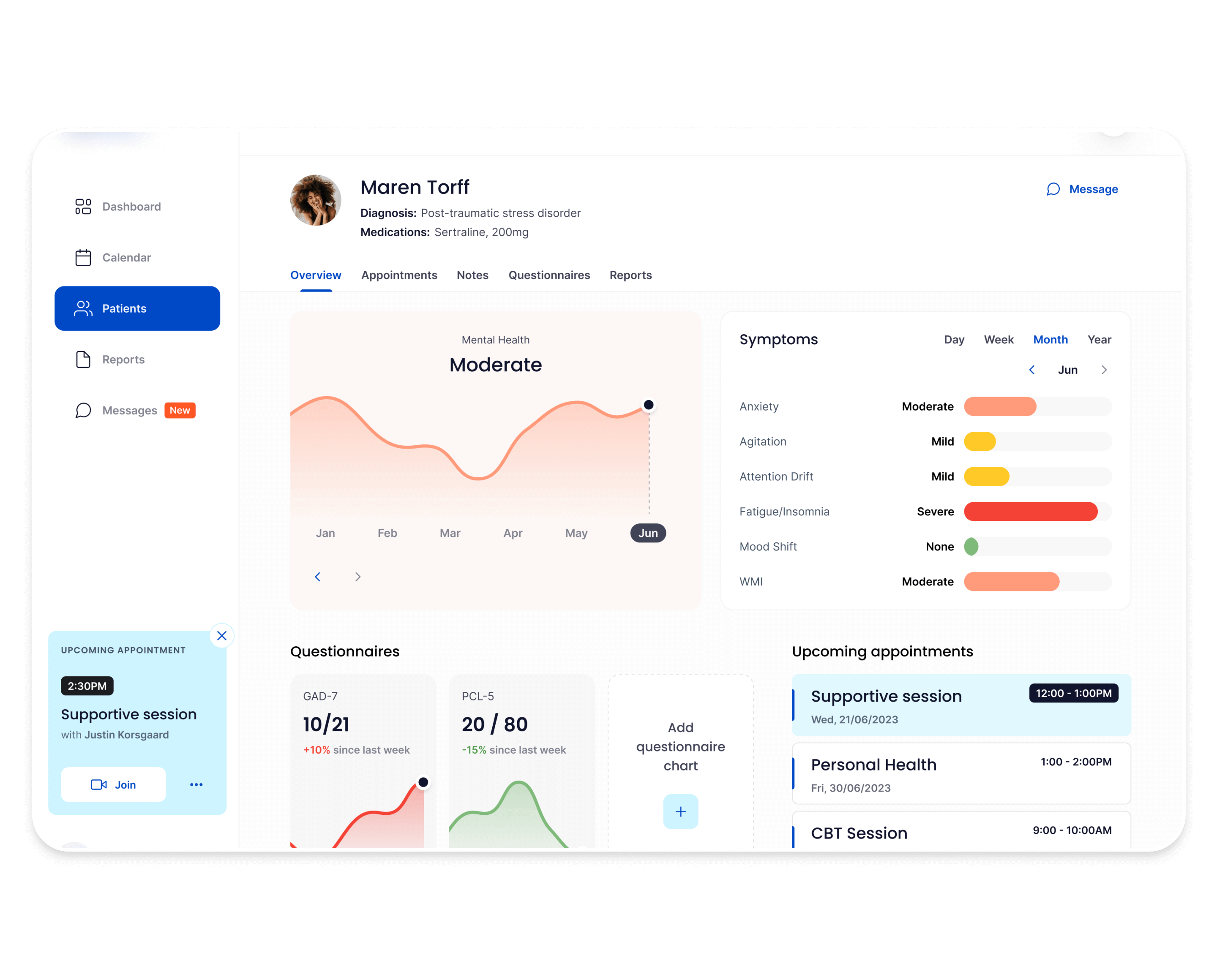 AI-powered platform for mental health diagnosis mockups