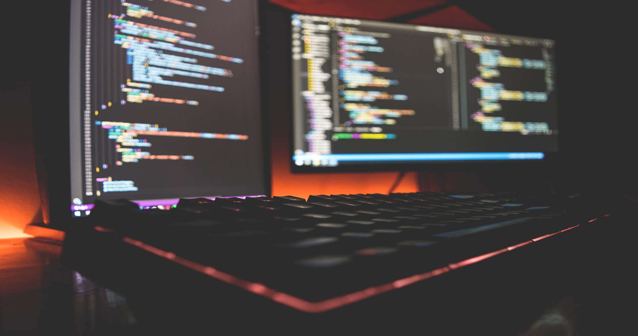 nodeJS vs java hero image - two screens with the code