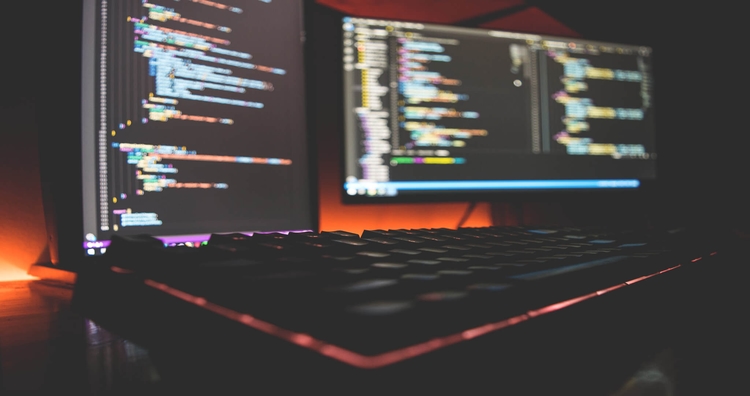 nodeJS vs java hero image - two screens with the code