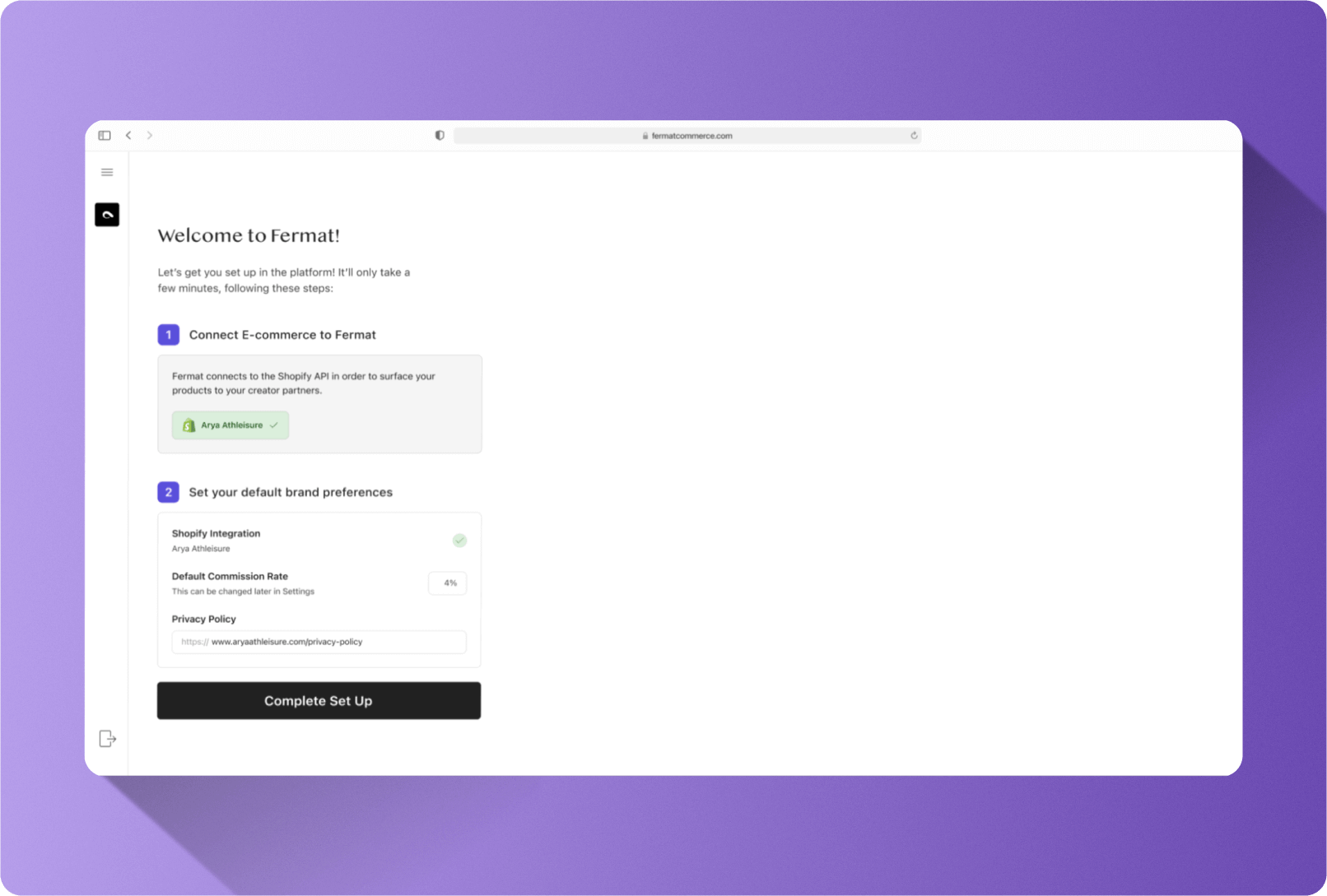 Fermat development case study signup page