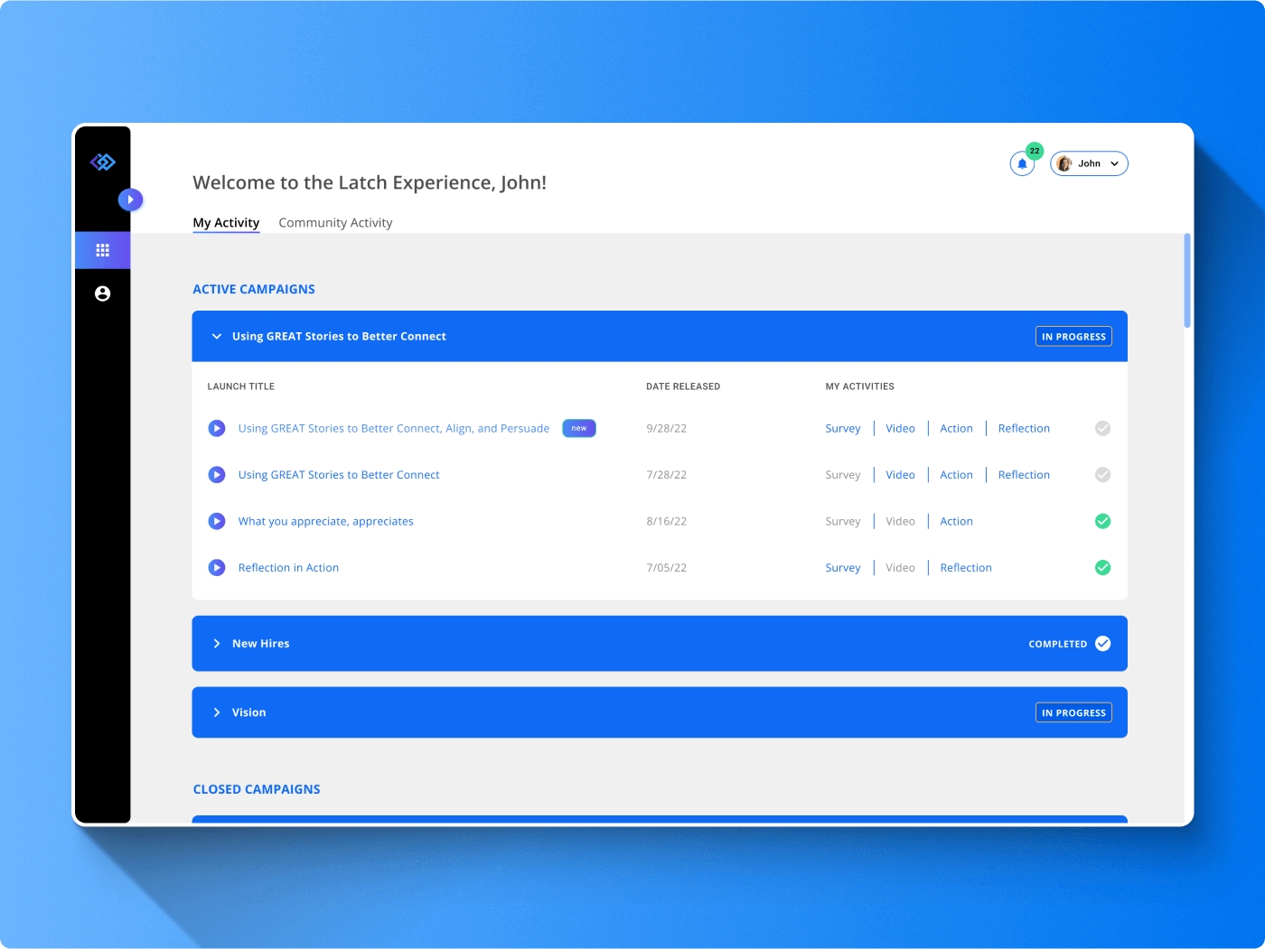 screenshot of the SHIFT platform