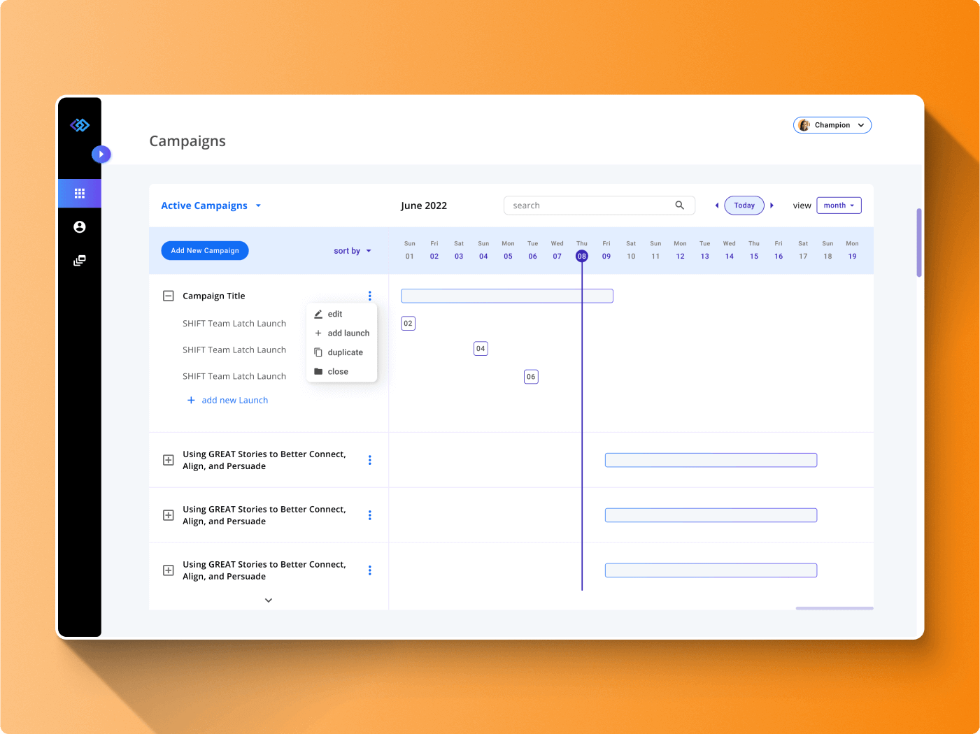 screenshot of the SHIFT platform