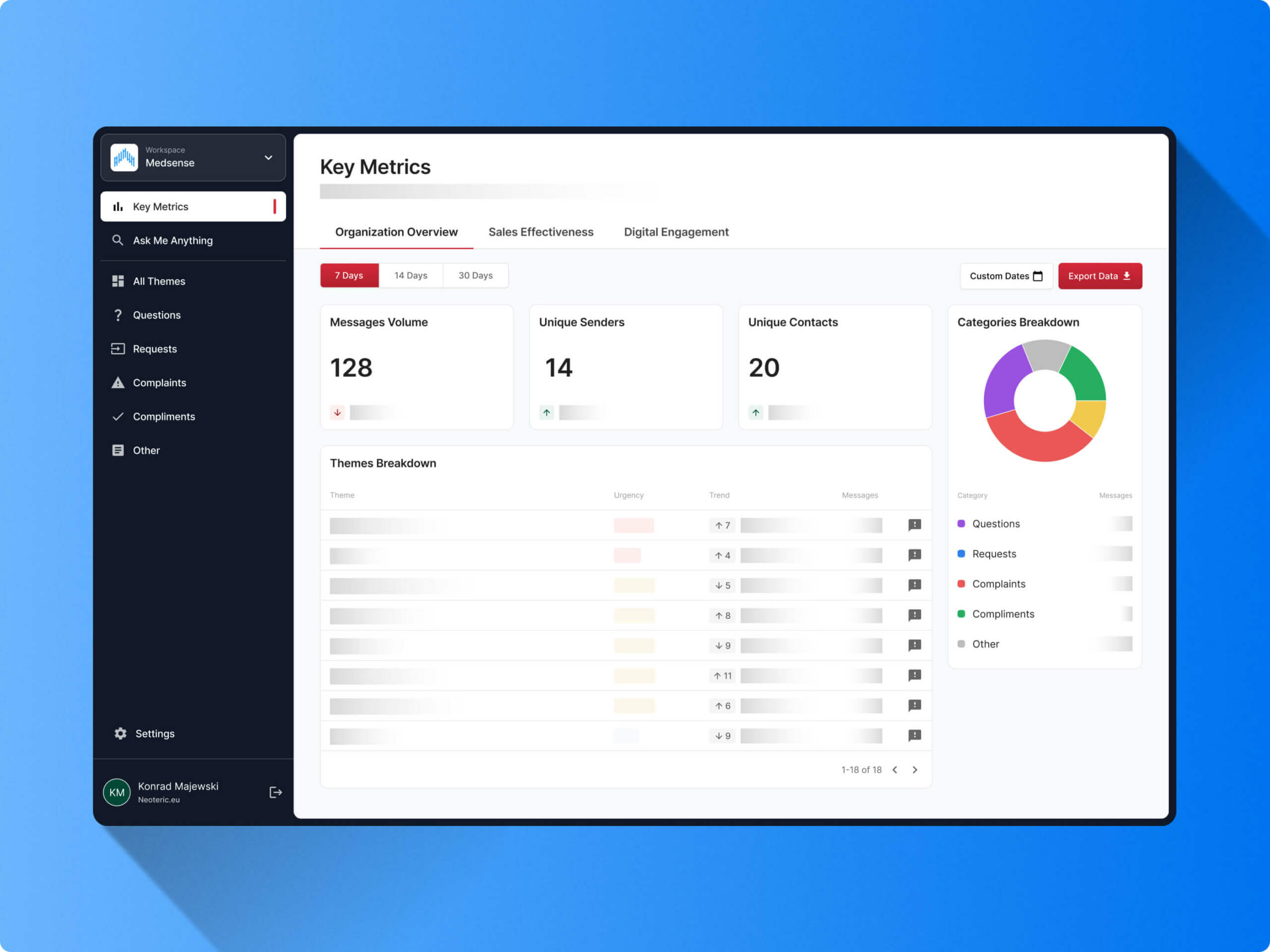generative AI platform screenshot blue background