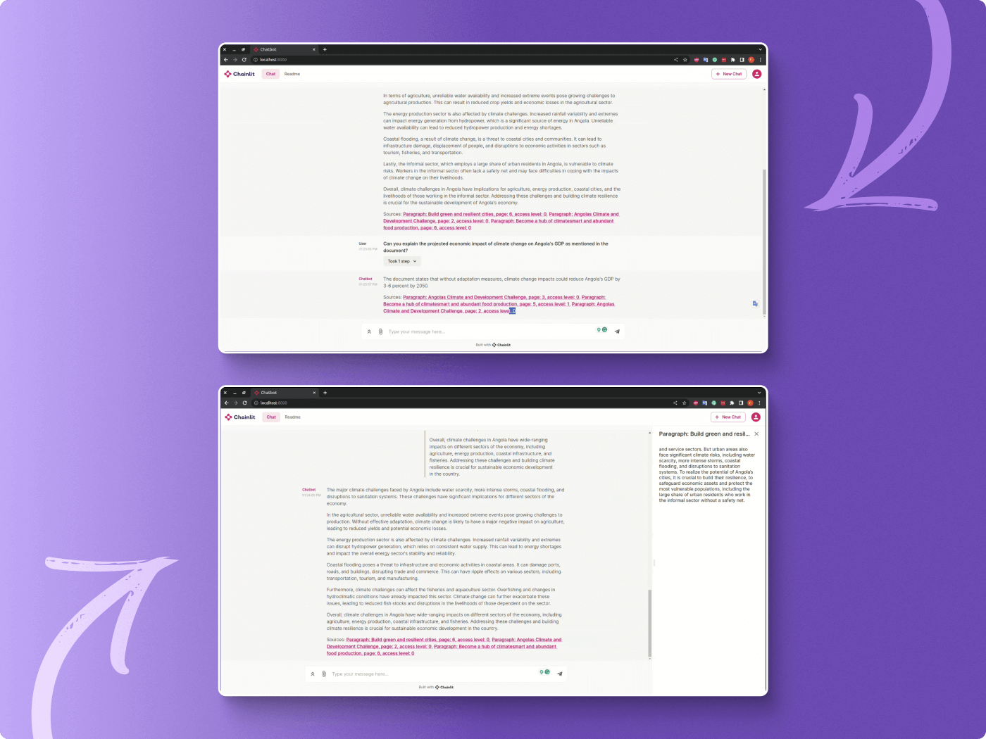 Internal demo - RAG with multi-level access screenshots