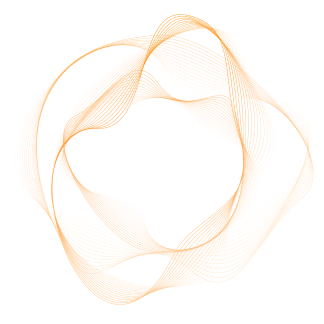 abstract orange wave pattern forming a circular flow, representing connection, motion, and balanced energy in a minimalist style.