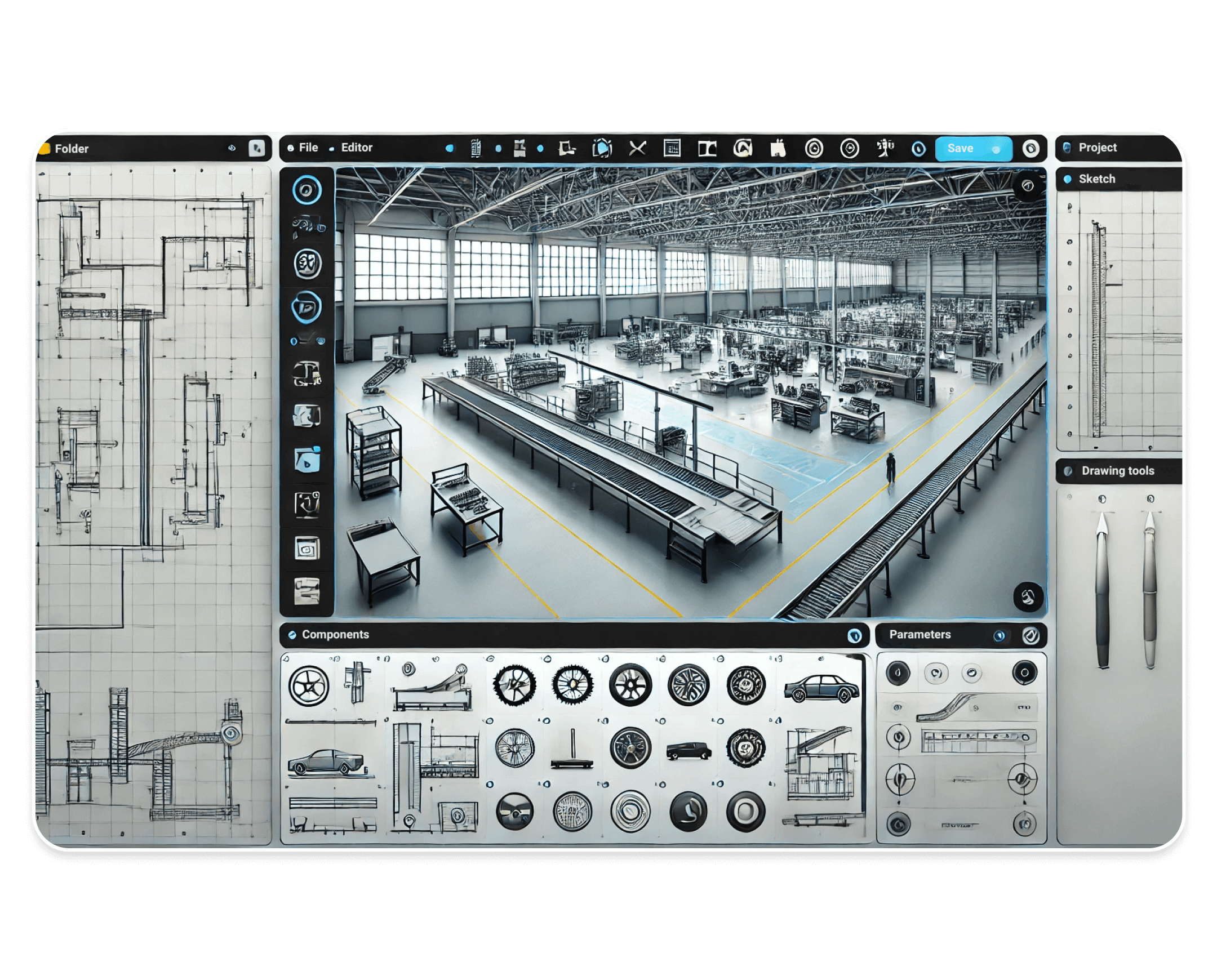Automotive plan floor planner mockup