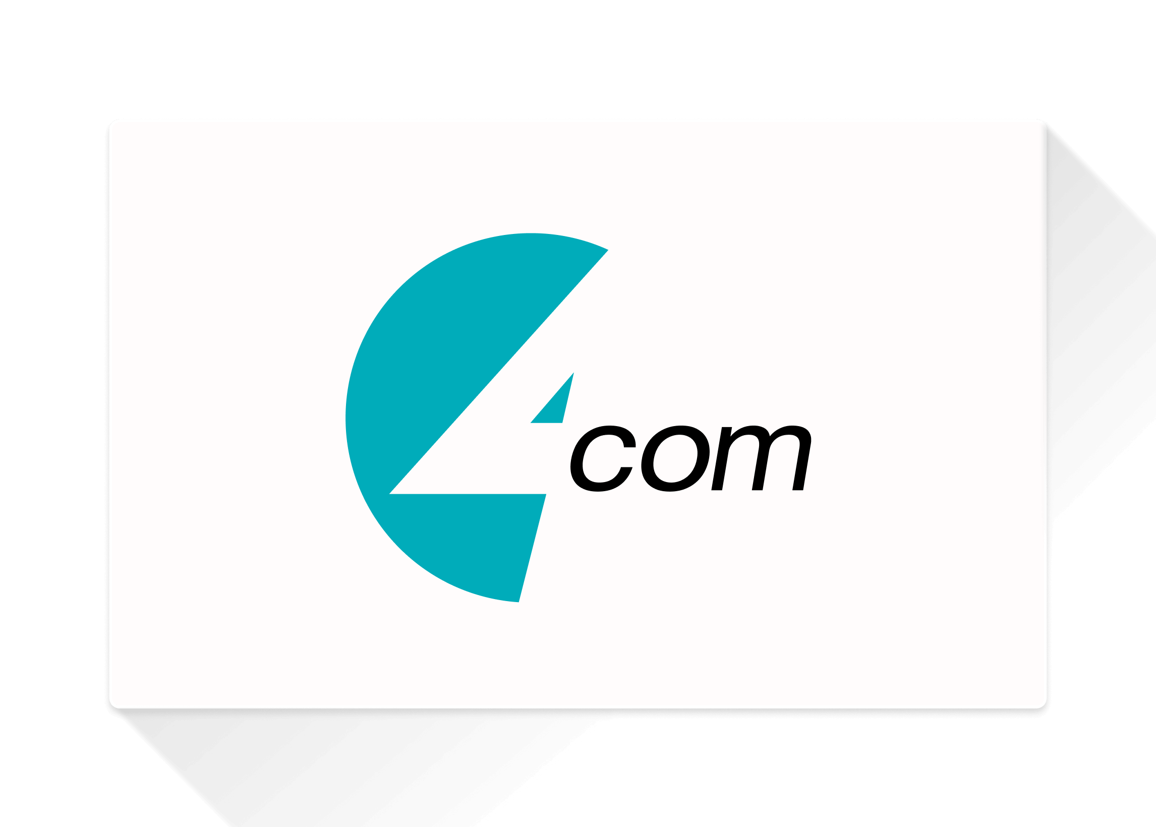 4com company logo with a turquoise circular design and black text.