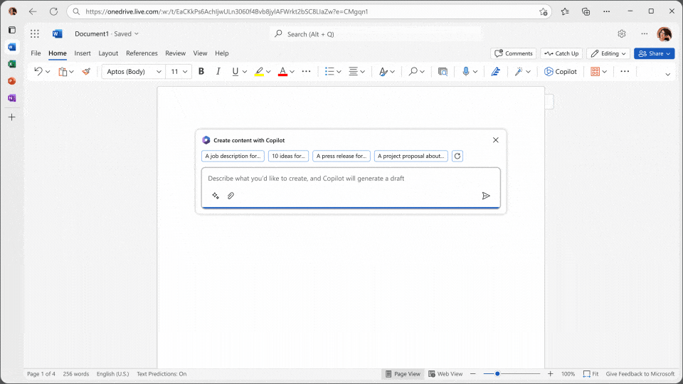 A gif presenting generative AI in Microsoft tools