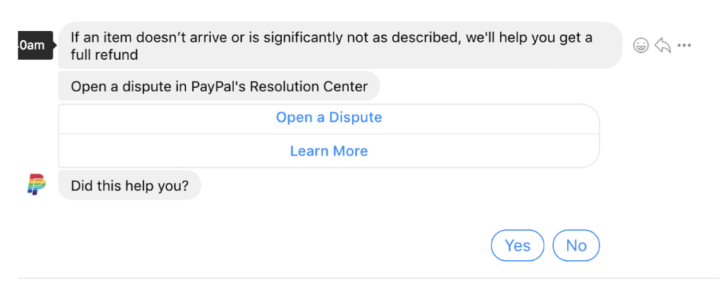PayPal — real-life examples of NLP chatbot technology